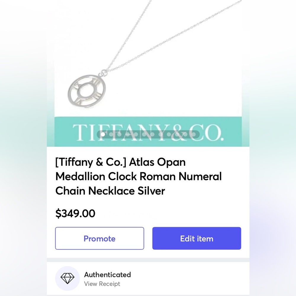 [Tiffany & Co.] Atlas Opan Medallion Clock Roman Numeral Chain Necklace Silver - Picture 16 of 16